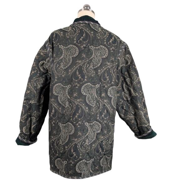 Velvet Reversible Jacket Womens L Green Tapestry Quilted 90s Y2K Vtg Whimsigoth - Picture 6 of 16